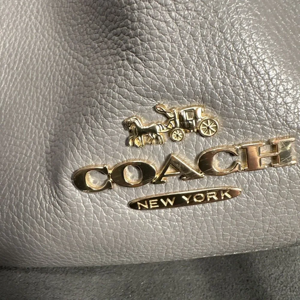 Coach F76697 Jes Colorblock Hobo Heather Gray/Black Pebbled Leather Shoulder Bag